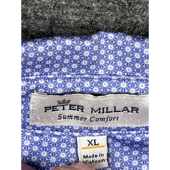 Peter Millar Other - Peter Millar Summer Comfort‎ Polo Shirt Men XL Blue Geometric Golf Athletic